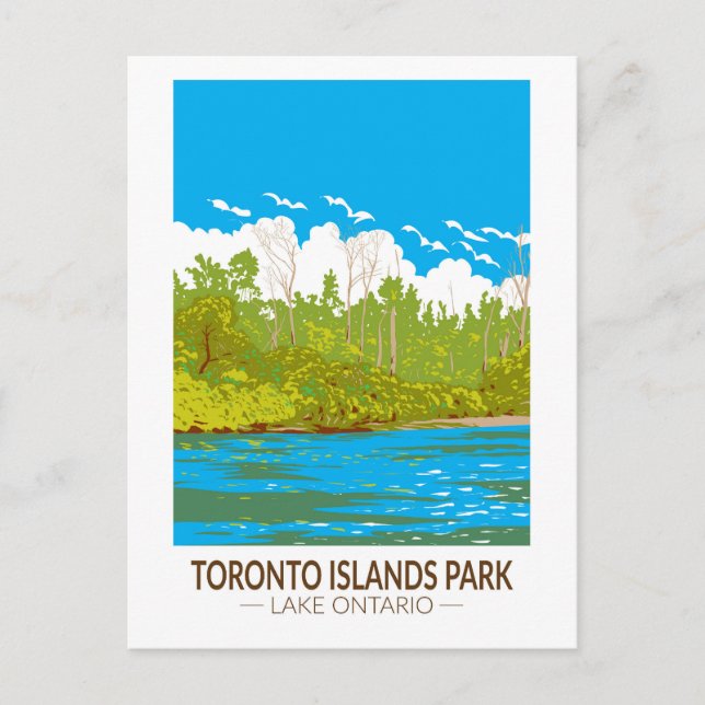 Toronto Islands Park Travel Art Vintage Postcard (Front)