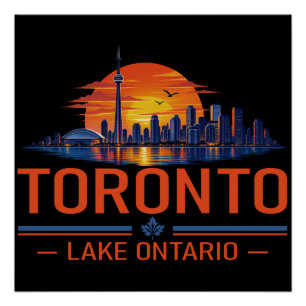 Toronto Lake Ontario Sunset Skyline Art Poster