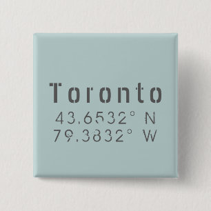 Toronto Latitude & Longitude 15 Cm Square Badge