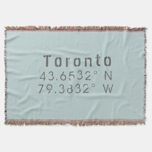 Toronto Latitude Longitude Throw Blanket