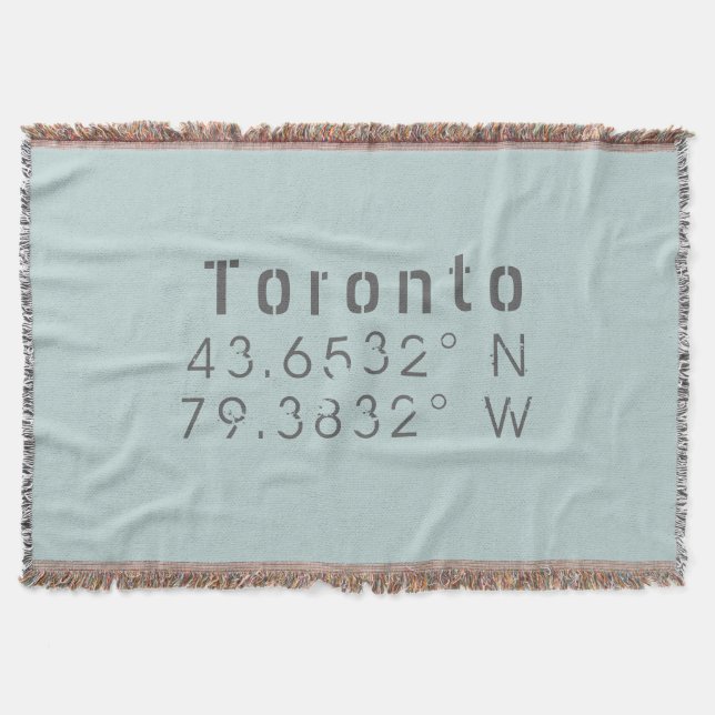 Toronto Latitude Longitude Throw Blanket (Front)
