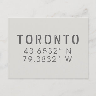 Toronto Longitude Latitude Postcard