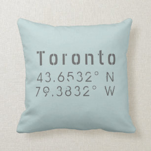 Toronto Longitude Latitude Throw Pillow