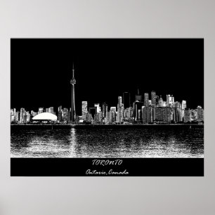 Toronto Ontario Canada Black Skyline Photo 188 Poster