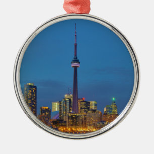 Toronto Ontario Canada Skyline At Night Metal Tree Decoration