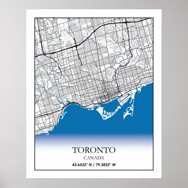 Toronto Ontario Canada Travel City Map Poster (Front)