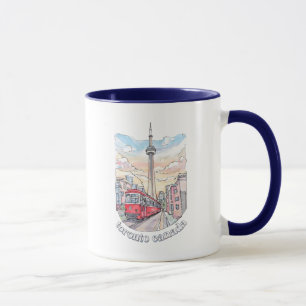Toronto Ontario Canada Watercolor Skyline CN Tower Mug