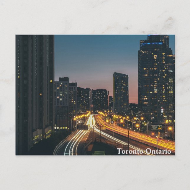 Toronto Ontario City Night Sky Postcard (Front)