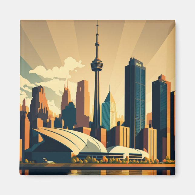 Toronto Ontario Vintage Sunset Cityscape Magnet (Front)