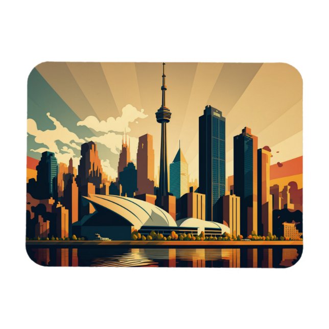 Toronto Ontario Vintage Sunset Cityscape Photo Magnet (Horizontal)