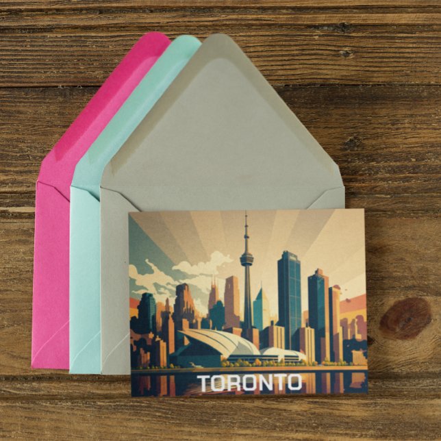 Toronto Ontario Vintage Sunset Cityscape Postcard (Toronto Canada Travel Postcard)