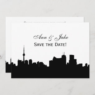 Toronto Silhouette DIY BG Colour Save the Date Wh2 Invitation
