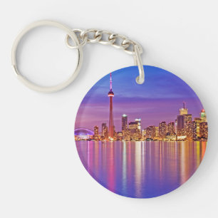 Toronto Skyline at Dusk Key Ring