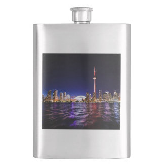 Toronto Skyline at Night Hip Flask