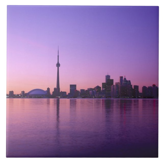 Toronto Skyline at night, Ontario, Canada Tile (Front)