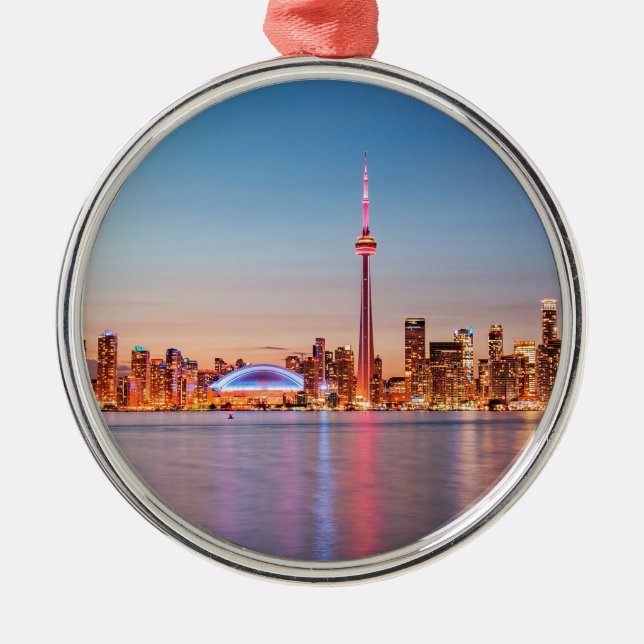 Toronto Skyline at Sunset Metal Tree Decoration (Front)