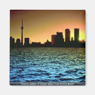 Toronto skyline at sunset, taken from Cherry Beach Magnet