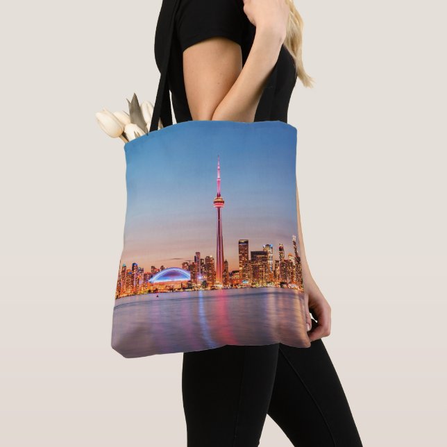 Toronto Skyline at Sunset Tote Bag (Close Up)