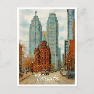 Toronto Skyline Canada Vintage Watercolor Holiday Postcard