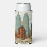 Toronto Skyline Canada Vintage Watercolor