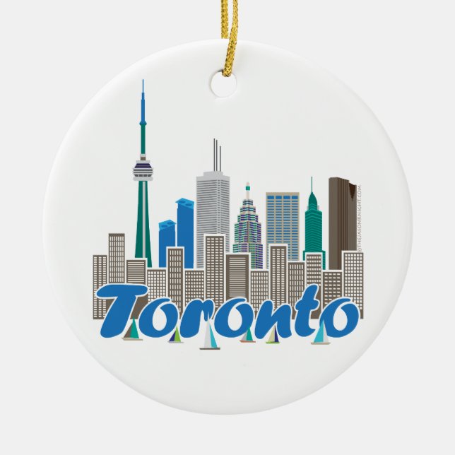 Toronto Skyline Ceramic Tree Decoration (Front)