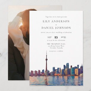 Toronto Skyline Destination Photo Wedding Invitation