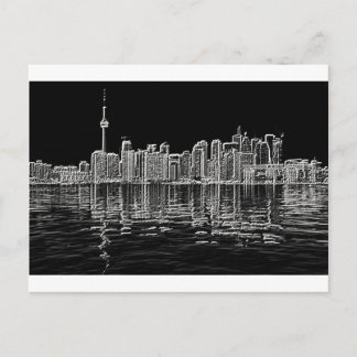 Toronto Skyline in Black and White Postcard