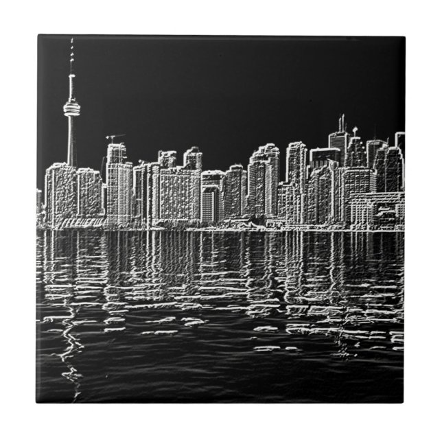 Toronto Skyline in Black and White Tile (Front)