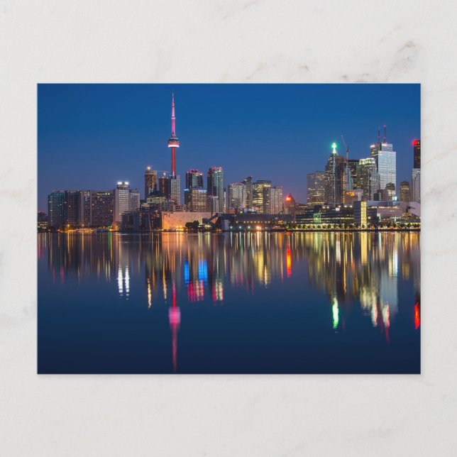 Toronto Skyline Lake Ontario At Night Postcard (Front)