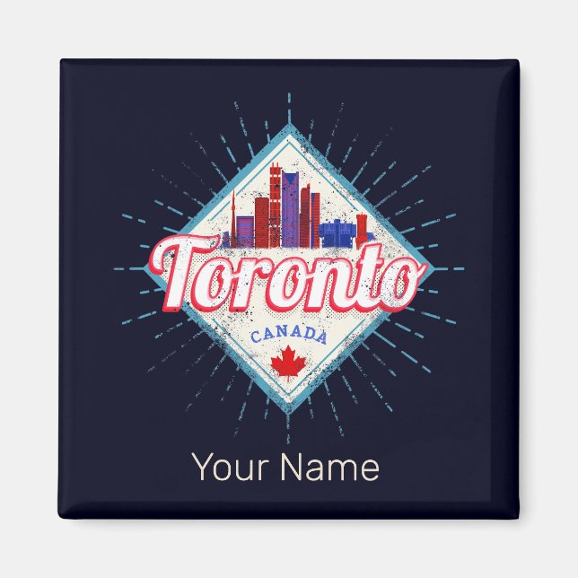 Toronto Skyline Ontario Retro Canada Vintage Magnet (Front)