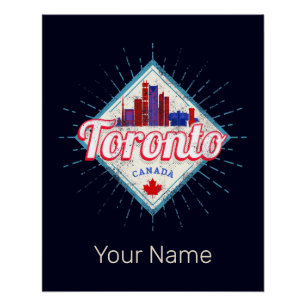 Toronto Skyline Ontario Retro Canada Vintage Poster