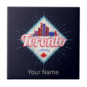 Toronto Skyline Ontario Retro Canada Vintage Tile