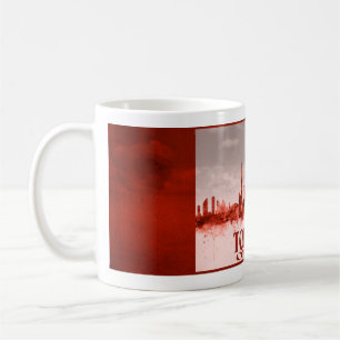 Toronto skyline with red grunge coffee mug