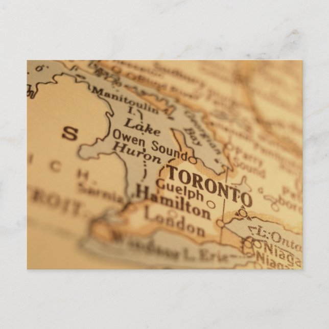 TORONTO Vintage Map Postcard (Front)