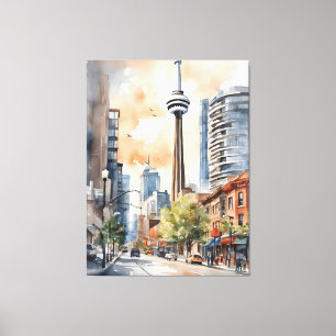 Toronto watercolor art canvas print