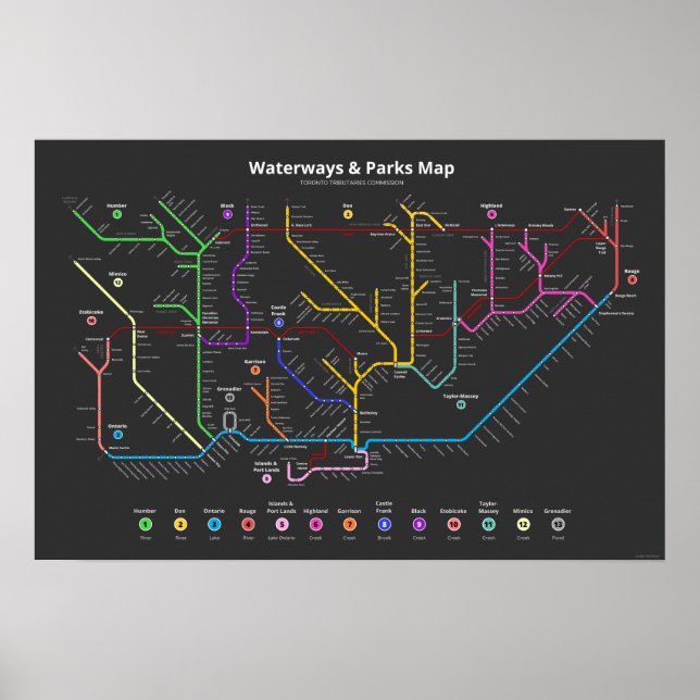 Toronto Waterways & Parks Map (24"x16") Poster (Front)