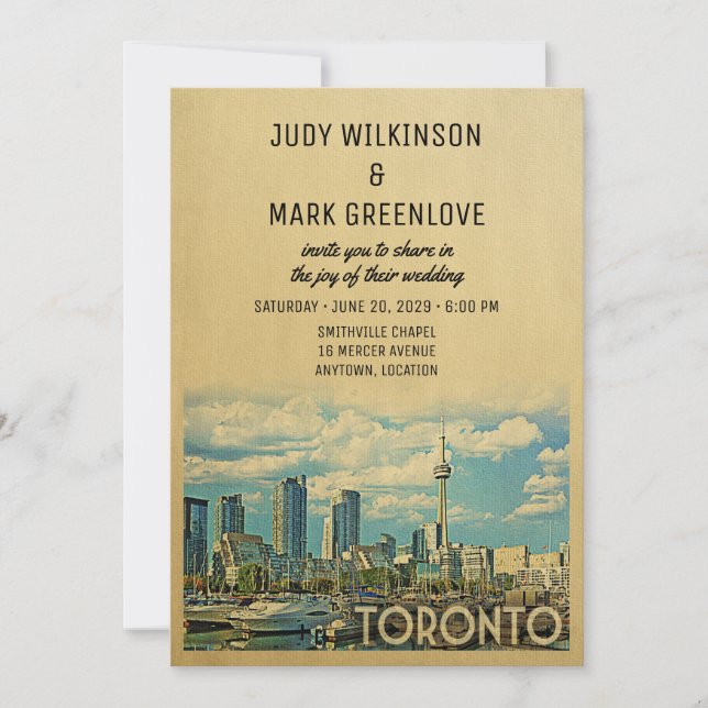 Toronto Wedding Invitation Vintage Canada (Front)