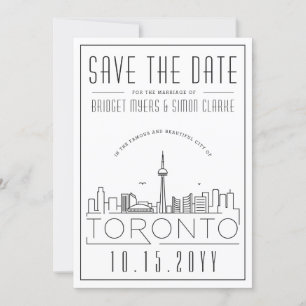 Toronto Wedding Stylised Skyline Save the Date Invitation