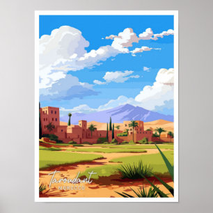 Toroudant Morocco Travel Vintage Illustration Poster