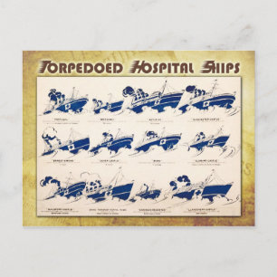 Torpedoed Hospital Ships in WWI Postcard