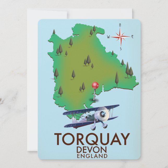 Torquay Devon Vintage map poster art. (Front)