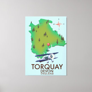 Torquay Devon Vintage map poster art. Canvas Print
