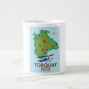 Torquay Devon Vintage map poster art. Large Coffee Mug