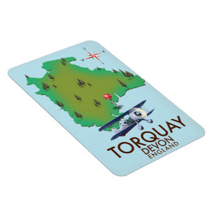 Torquay Devon Vintage map poster art. Magnet