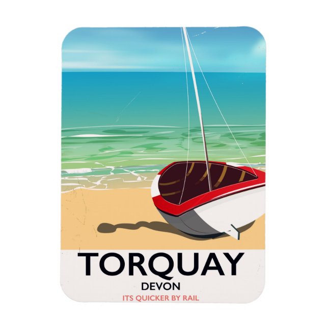 Torquay Devon vintage seaside travel poster Magnet (Vertical)