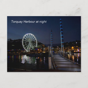 Torquay harbour at night postcard