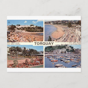 Torquay Vintage Beaches Gardens Harbour Multiview Postcard