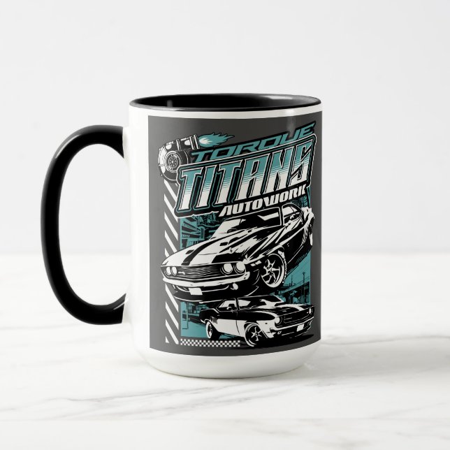 TORQUE TITANS AUTOWORKS - USA LEGEND CARS MUG (Left)