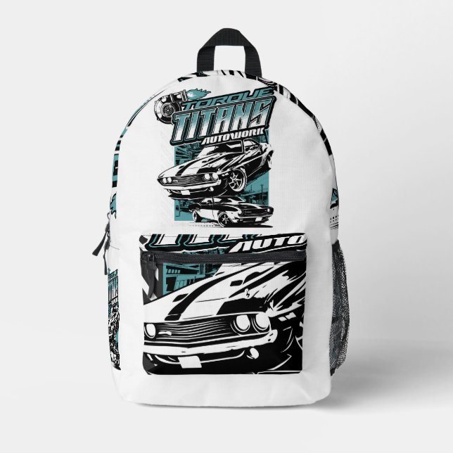 TORQUE TITANS AUTOWORKS - USA LEGEND CARS PRINTED BACKPACK (Front)