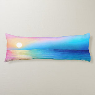 "Torranbay" Wide Pink and Blue Landscape Seascape Body Cushion